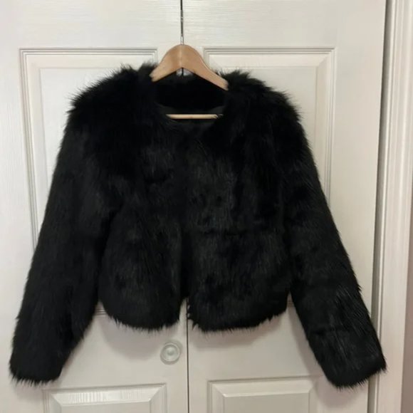 Fashion Nova Black Fur Coat - Picture 1 of 4